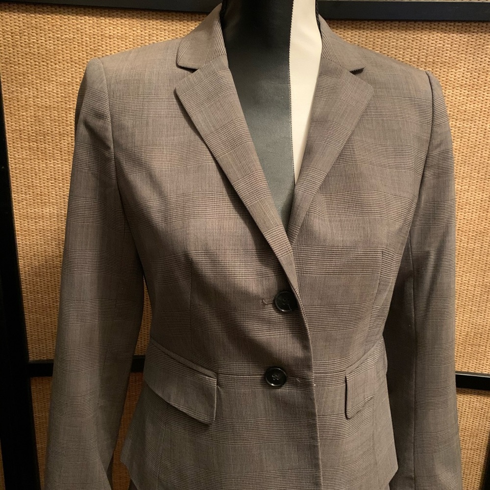 Gray plaid peplum jacket